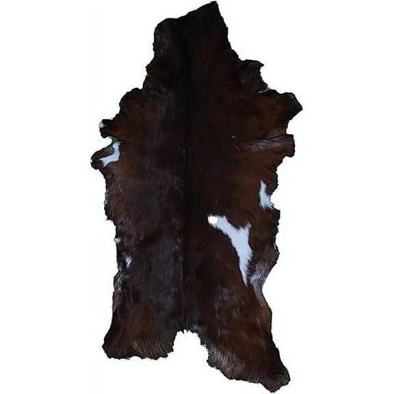 Authentic Brown and White Goat Hide Rug | Natural Hair-On Leather for Unique Rustic Style