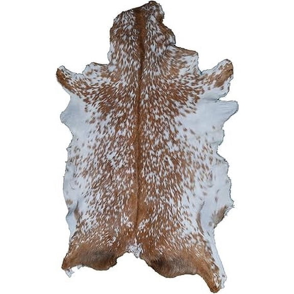 Authentic Brown and White Goat Skin Rug | Genuine Hair-On Leather Hide for Elegant Home Decor