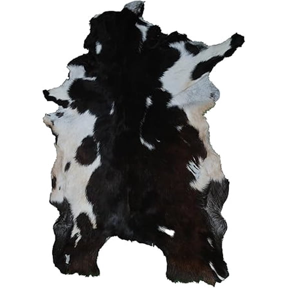 Authentic Brown and White Goat Skin Rug | Luxurious Hair-On Leather Goat Hide for Modern Decor