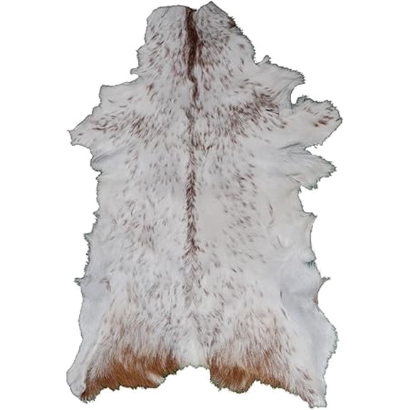 Authentic Brown and White Goat Skin Rug | Luxurious Natural Hair-On Leather Accent Piece