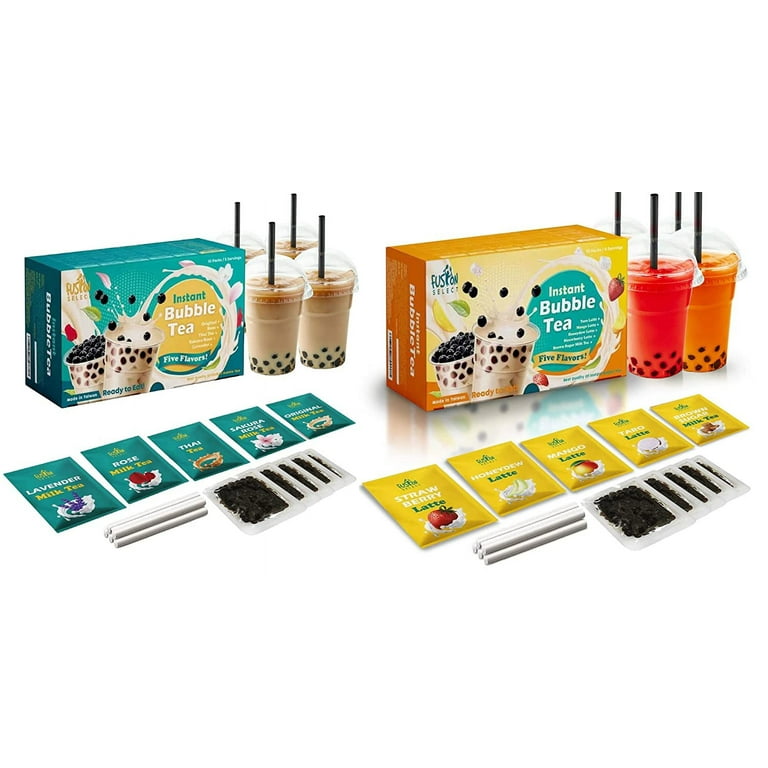 Fresh Finest Instant Boba Tea Kit with Tapioca Pearls & Reusable Boba Cup  with Straw - Bubble Tea Kit Includes 6 Classic Milk Tea Packets & 6 Bubble  Tea Pearls Packets 