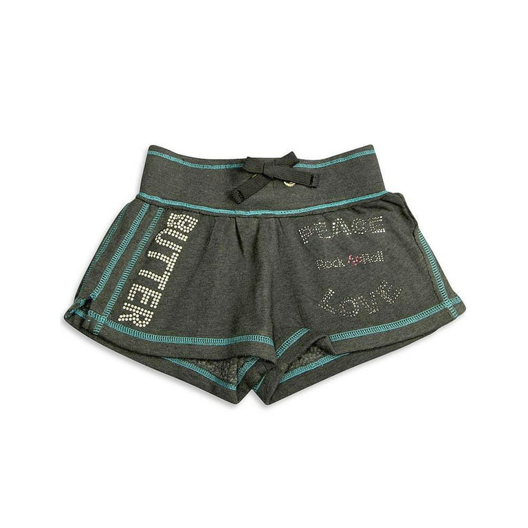 Authentic Butter Super Soft Screen Print and Embellished Logod Sweat  Shorts, 30929 charcoal love / 10/12