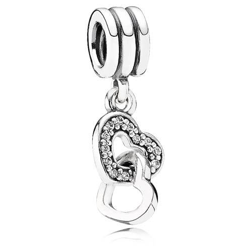 Authentic CHARM 791242CZ Dangle Interlocking Love, Clear Cubic Zirconia