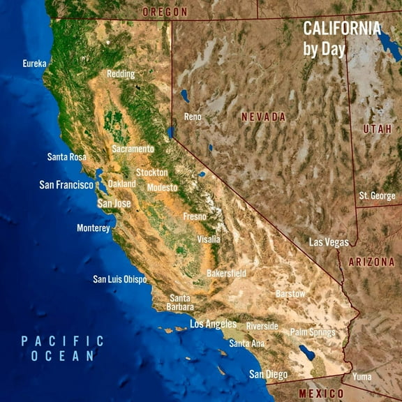Authentic Cards California Map Day/Night Maxi