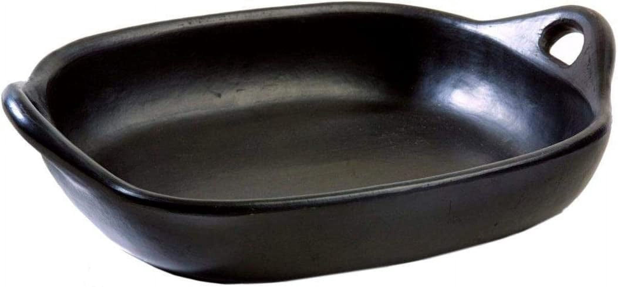 Ancient Cookware Chamba Clay Oval Serving Dish - 48 Oz, Oven & Stovetop Safe Handmade Black Clay Platter