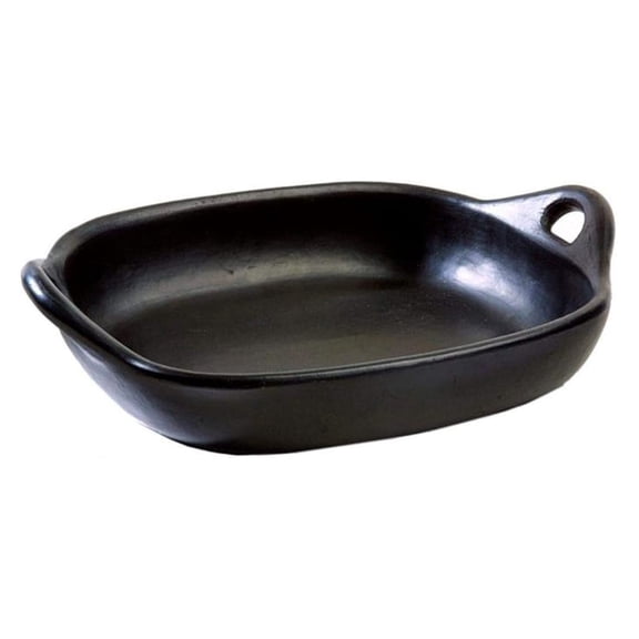 Authentic Chamba Roasting Pan w/Handles - All-Natural Black Clay Rectangular Lasagna Dish for Baking, Roasting and Serving - Stove & Oven Safe Handmade in Colombia Large Size 10" x 9" x 2"