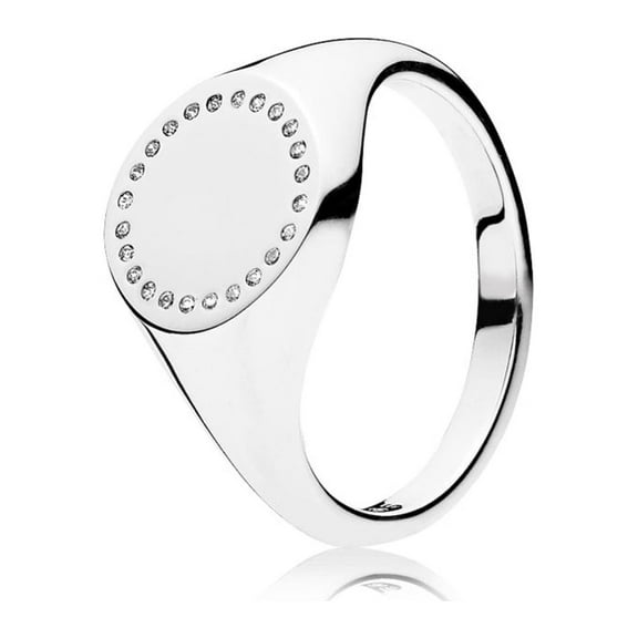 Authentic Circle Signet Ring, Clear CZ 191041CZ-56 EU 7.5 US