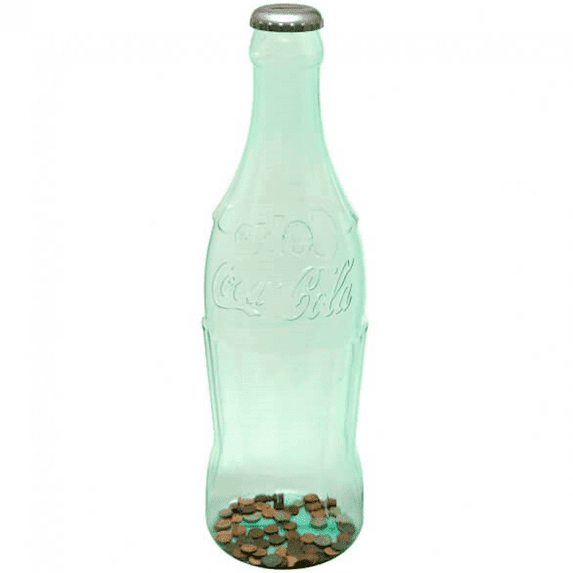 Authentic Coca Cola Coke Large Green Tint Bottle Coin Bank 20inc New
