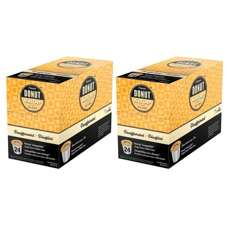 Authentic Donut Shop Blend Coffee Pods, Decaffeinated Medium Roast Coffee in Single Serve Cups, 24 Count Per Box, 2 Boxes