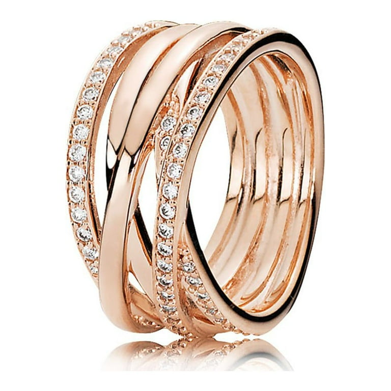 Pandora Sparkling Polished Lines Ring Rose Gold 180919CZ-5 With