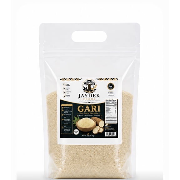 Authentic Ghana Gari (2.2 lb / 1 kg) Premium Cassava Flakes, Fine Grain, Perfect for Eba & Gari Soakings | Jaydek Foods