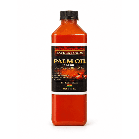Authentic Ghana Palm Oil (Zomi) 1L 100% Natural Red Palm Oil for African Cooking, Unrefined, Rich Flavor | Jaydek Foods