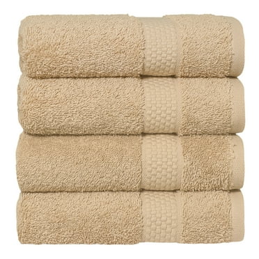 Authentic Hotel and Spa  100% Aeagean Long Staple Turkish Cotton, STARLIGHT Terry Hand Towels (Set of 4) Sesame