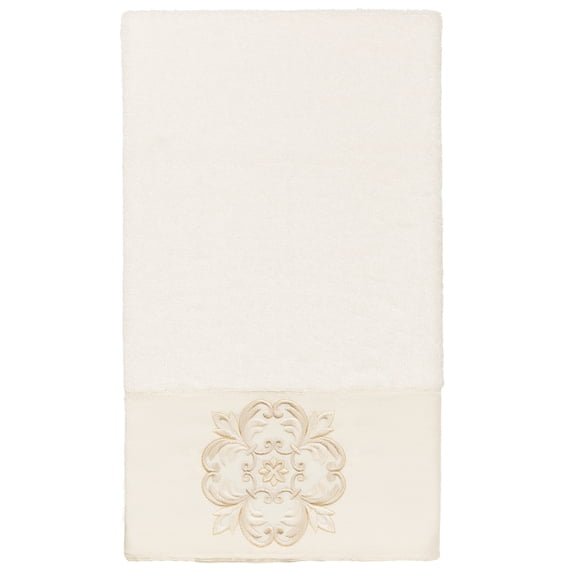 Authentic Hotel and Spa 100% Turkish Cotton Alyssa Embellished Bath Towel Cream