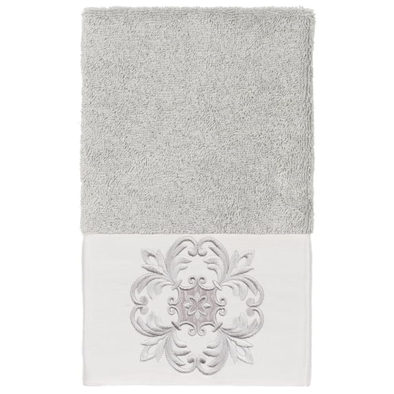 Authentic Hotel and Spa 100% Turkish Cotton Alyssa Embellished Hand Towel Light Gray