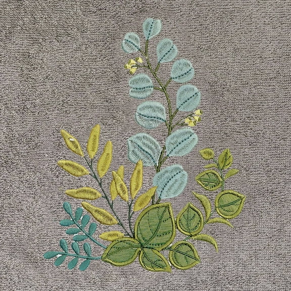 Authentic Hotel and Spa  100% Turkish Cotton Botanica 3PC Embellished Towel Set Charcoal