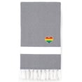 thumbnail image 1 of Authentic Hotel and Spa  100% Turkish Cotton Diamond Cheerful Rainbow Heart Pestemal Beach Towel Grey, 1 of 5