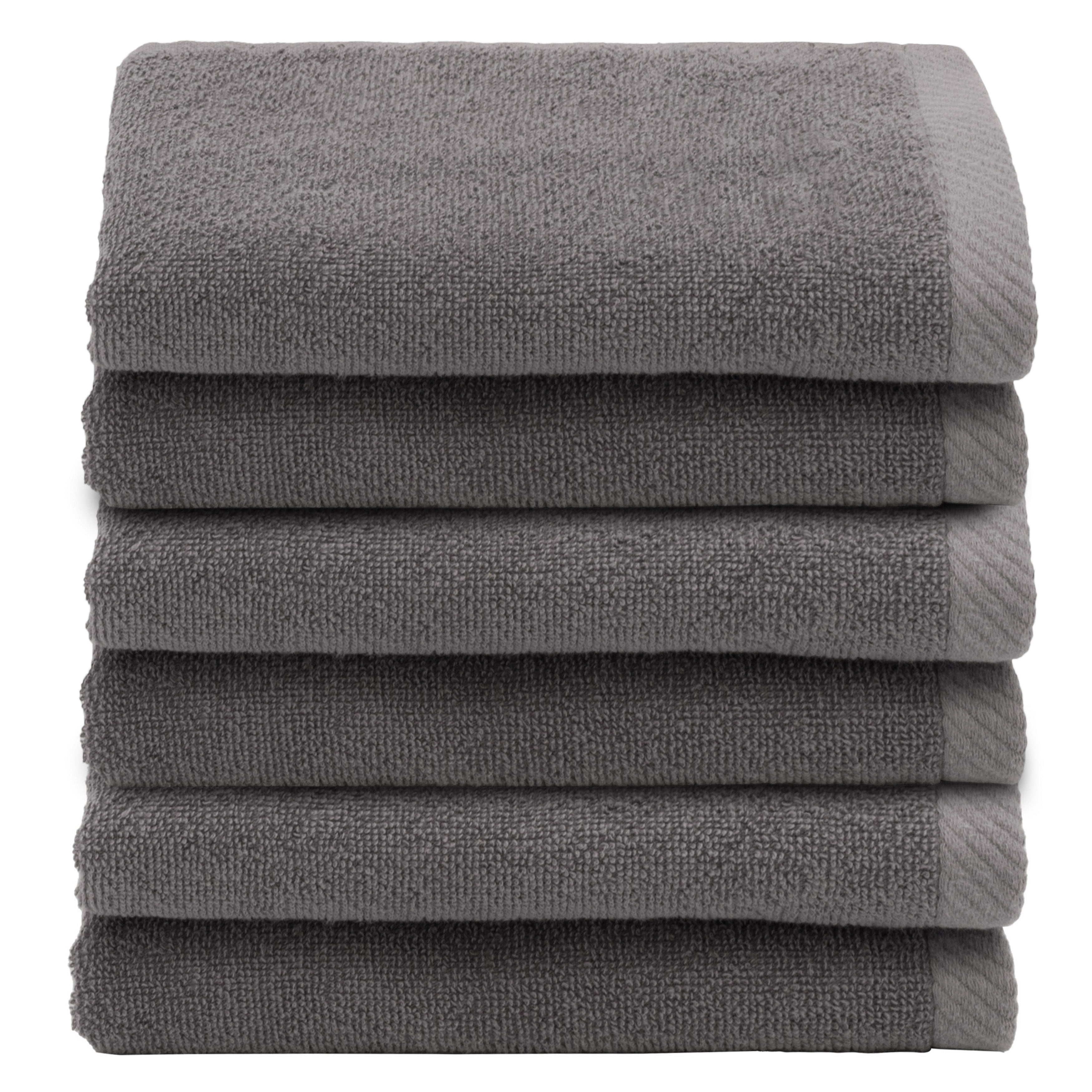 Authentic Hotel and Spa  100% Turkish Cotton Ediree Fingertip Towels - Set of 6 Charcoal