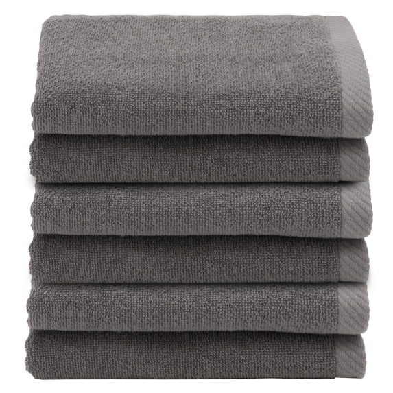 Authentic Hotel and Spa 100% Turkish Cotton Ediree Fingertip Towels - Set of 6 Charcoal
