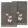thumbnail image 1 of Authentic Hotel and Spa  100% Turkish Cotton Mariposa 2PC Embellished Fingertip Towel Set Charcoal, 1 of 5