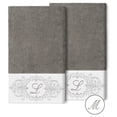 thumbnail image 1 of Authentic Hotel and Spa  100% Turkish Cotton Monica 2PC Embellished Bath Towel Set Dark Gray M, 1 of 3