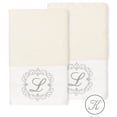 thumbnail image 1 of Authentic Hotel and Spa  100% Turkish Cotton Monica 2PC Embellished Hand Towel Set Cream K, 1 of 3