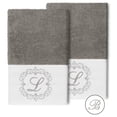 thumbnail image 1 of Authentic Hotel and Spa  100% Turkish Cotton Monica 2PC Embellished Hand Towel Set Dark Gray B, 1 of 3