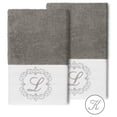 thumbnail image 1 of Authentic Hotel and Spa  100% Turkish Cotton Monica 2PC Embellished Hand Towel Set Dark Gray K, 1 of 3