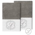 thumbnail image 1 of Authentic Hotel and Spa  100% Turkish Cotton Monica 2PC Embellished Hand Towel Set Dark Gray L, 1 of 3