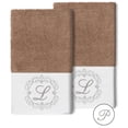 thumbnail image 1 of Authentic Hotel and Spa  100% Turkish Cotton Monica 2PC Embellished Hand Towel Set Latte P, 1 of 3