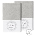 thumbnail image 1 of Authentic Hotel and Spa  100% Turkish Cotton Monica 2PC Embellished Hand Towel Set Light Gray A, 1 of 3