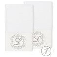 thumbnail image 1 of Authentic Hotel and Spa  100% Turkish Cotton Monica 2PC Embellished Hand Towel Set White J, 1 of 3