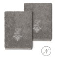 thumbnail image 1 of Authentic Hotel and Spa  100% Turkish Cotton Monica 2PC Embellished Washcloth Set Dark Gray N, 1 of 3