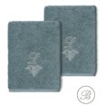 thumbnail image 1 of Authentic Hotel and Spa  100% Turkish Cotton Monica 2PC Embellished Washcloth Set Teal B, 1 of 3
