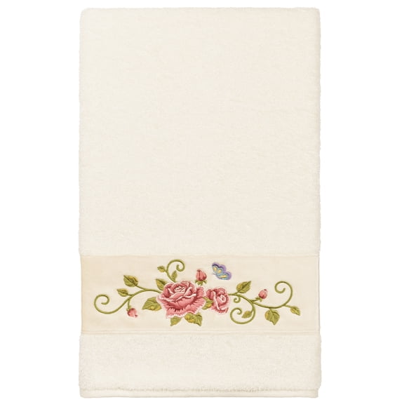 Authentic Hotel and Spa 100% Turkish Cotton Rebecca Embellished Bath Towel Cream
