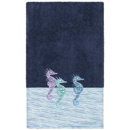 Authentic Hotel and Spa 100% Turkish Cotton Sofia Embellished Bath Towel Midnight Blue