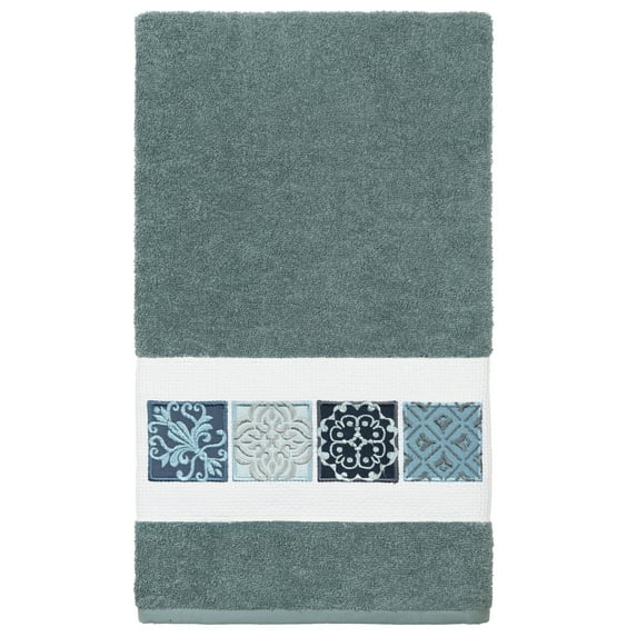Authentic Hotel and Spa 100% Turkish Cotton Vivian Embellished Bath Towel Teal