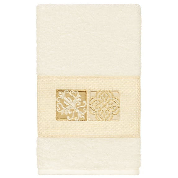 Authentic Hotel and Spa 100% Turkish Cotton Vivian Embellished Hand Towel Cream