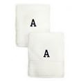 thumbnail image 1 of Authentic Hotel and Spa  2-piece White Turkish Cotton Hand Towels with Black Monogrammed Initial White/A, 1 of 5