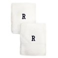 thumbnail image 1 of Authentic Hotel and Spa  2-piece White Turkish Cotton Hand Towels with Black Monogrammed Initial White/R, 1 of 5