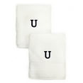 thumbnail image 1 of Authentic Hotel and Spa  2-piece White Turkish Cotton Hand Towels with Black Monogrammed Initial White/U, 1 of 5