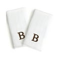 thumbnail image 1 of Authentic Hotel and Spa  2-piece White Turkish Cotton Hand Towels with Brown Block Monogrammed Initial White/Brown A, 1 of 5