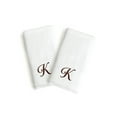 thumbnail image 1 of Authentic Hotel and Spa  2-piece White Turkish Cotton Hand Towels with Brown Script Monogrammed Initial White/Brown K, 1 of 5