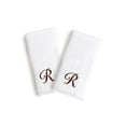 thumbnail image 1 of Authentic Hotel and Spa  2-piece White Turkish Cotton Hand Towels with Brown Script Monogrammed Initial White/Brown R, 1 of 5