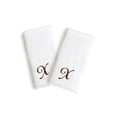 thumbnail image 1 of Authentic Hotel and Spa  2-piece White Turkish Cotton Hand Towels with Brown Script Monogrammed Initial White/Brown X, 1 of 5