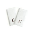 thumbnail image 1 of Authentic Hotel and Spa  2-piece White Turkish Cotton Hand Towels with Brown Script Monogrammed Initial White/C, 1 of 5
