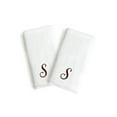 thumbnail image 1 of Authentic Hotel and Spa  2-piece White Turkish Cotton Hand Towels with Brown Script Monogrammed Initial White/S, 1 of 5