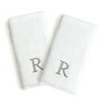 thumbnail image 1 of Authentic Hotel and Spa  2-piece White Turkish Cotton Hand Towels with Grey Block Monogrammed Initial White/R, 1 of 5
