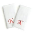 thumbnail image 1 of Authentic Hotel and Spa  2-piece White Turkish Cotton Hand Towels with Holiday Red Script Monogrammed Initial White/K, 1 of 5