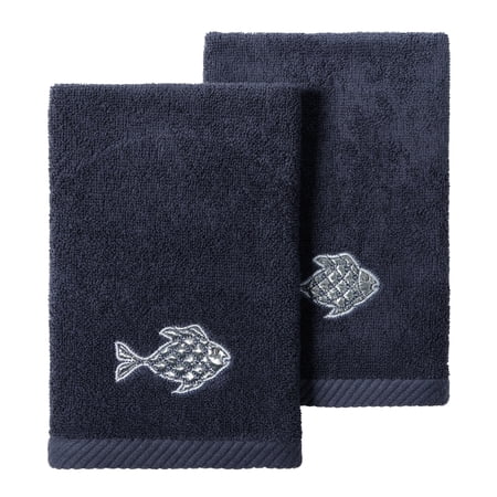 Authentic Hotel and Spa 2PC Embellished Fingertip Towel Set Marine